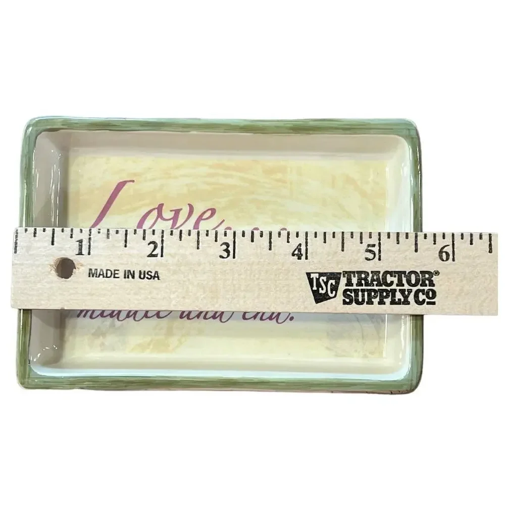 Y2K Allure Ceramic Love‎ Quote on Soap Dish Pink Green Beige Bathroom Decor 2006